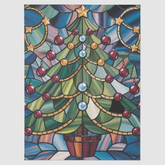 Tiffany-Style Stained Glass Christmas Tree 薄葉紙 (正面)