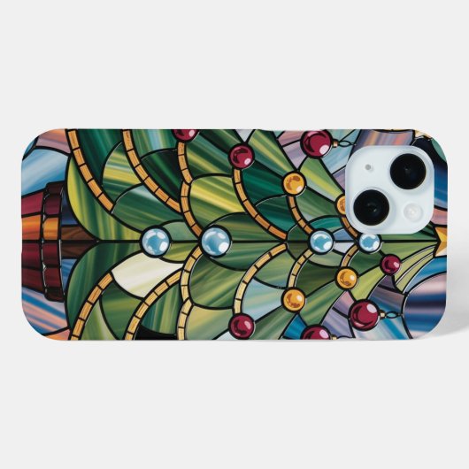 Tiffany-Style Stained Glass Christmas Tree Case-Mate iPhoneケース (裏面 (横))