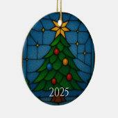 Tiffany Style Stained Glass Christmas Tree Design  セラミックオーナメント (右)