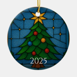Tiffany Style Stained Glass Christmas Tree Design  セラミックオーナメント