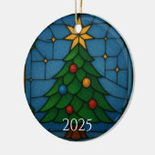 Tiffany Style Stained Glass Christmas Tree Design  セラミックオーナメント (左)