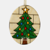 Tiffany Style Stained Glass Christmas Tree Design セラミックオーナメント (右)