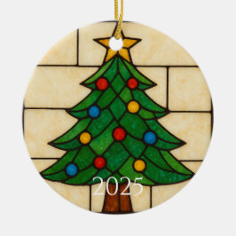 Tiffany Style Stained Glass Christmas Tree Design  セラミックオーナメント