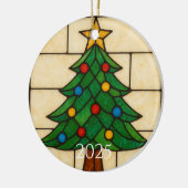 Tiffany Style Stained Glass Christmas Tree Design セラミックオーナメント (左)