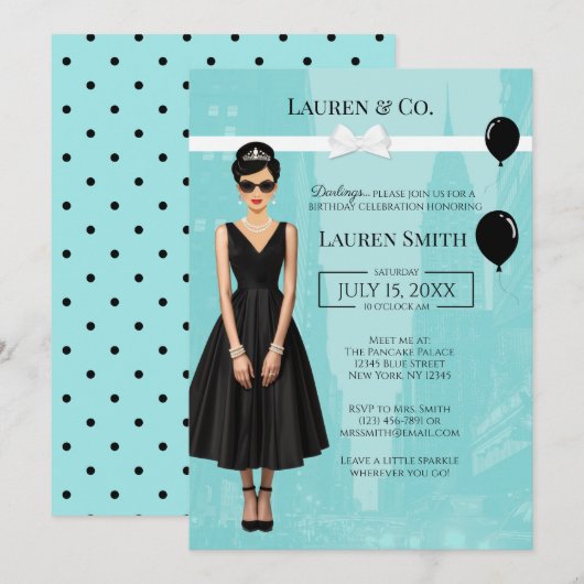 Tiffany's Birthday and Co Audrey Invitation 招待状 (正面/裏面)