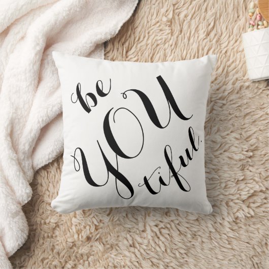 tiful美しくシックな白黒引用文あります クッション (ブランケット)