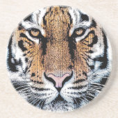 TigerのストライプポートレートGraphic Pressスタイル コースター (正面)