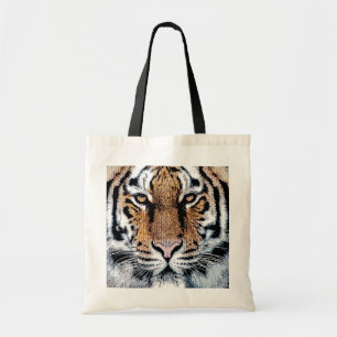 TigerのストライプポートレートGraphic Pressスタイル トートバッグ