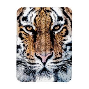 TigerのストライプポートレートGraphic Pressスタイル マグネット