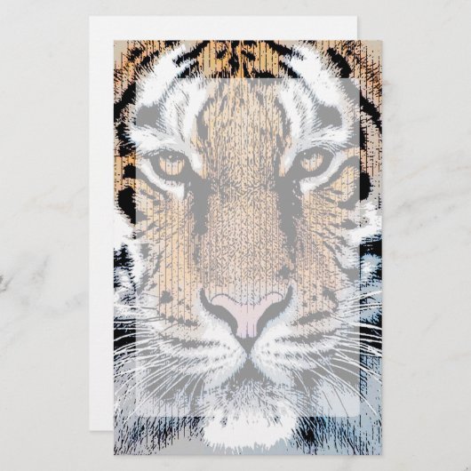 TigerのストライプポートレートGraphic Pressスタイル 便箋 (正面/裏面)