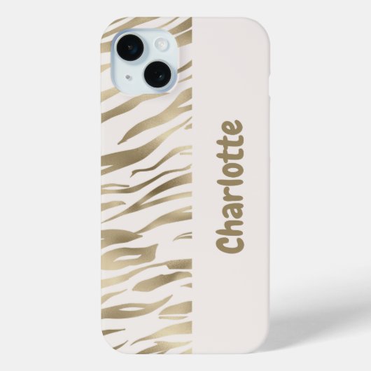 Tigerプリントパーソナライズされた金ゴールドiPhoneケース Case-Mate iPhoneケース (裏面)