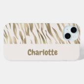 Tigerプリントパーソナライズされた金ゴールドiPhoneケース Case-Mate iPhoneケース (裏面 (横))
