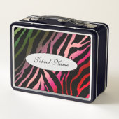 Tigerモダンカラフルテキストの追加 メタルランチボックス (裏面)