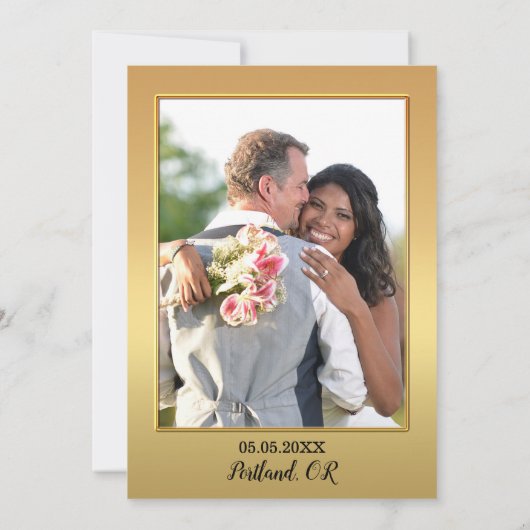 Tiger大きな猫写真結婚のサンキューカード セーブザデート (裏面)