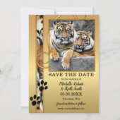Tiger大きな猫写真Save the Date Card セーブザデート (正面)