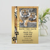 Tiger大きな猫写真Save the Date Card セーブザデート (スタンド正面)