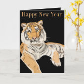 Tiger編集可能年賀状 カード (黄色い花)