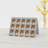 Tiger顔グリーティングカード カード (黄色い花)