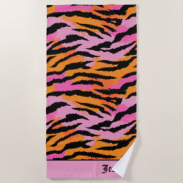 Tiger ストライプアニマルプリントカラフルy2k名 ビーチタオル