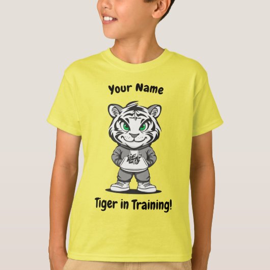 Tiger パーソナライズされた - 「トレーニング中のTiger」 Tシャツ (正面)