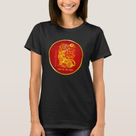 Tiger 中国の Lunar New Year 2022赤の金箔 Tシャツ