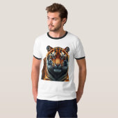 Tiger 威厳のある Men's Basic Ringer Tシャツ (正面フル)