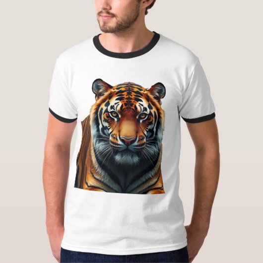 Tiger 威厳のある Men's Basic Ringer Tシャツ (正面)