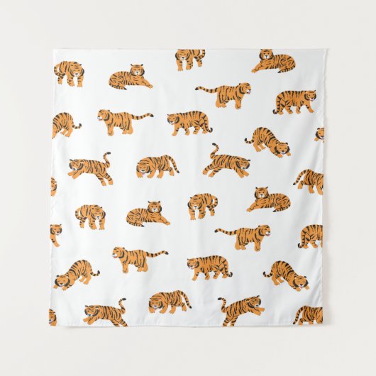 Tiger:日本のヴィンテージのシームレスな動作 タペストリー (正面)