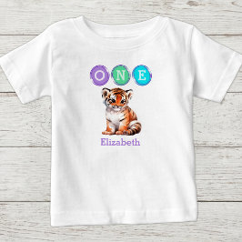 Tiger 1st誕生日1、名前は紫 ベビーTシャツ
