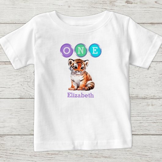 Tiger 1st誕生日1、名前は紫 ベビーTシャツ