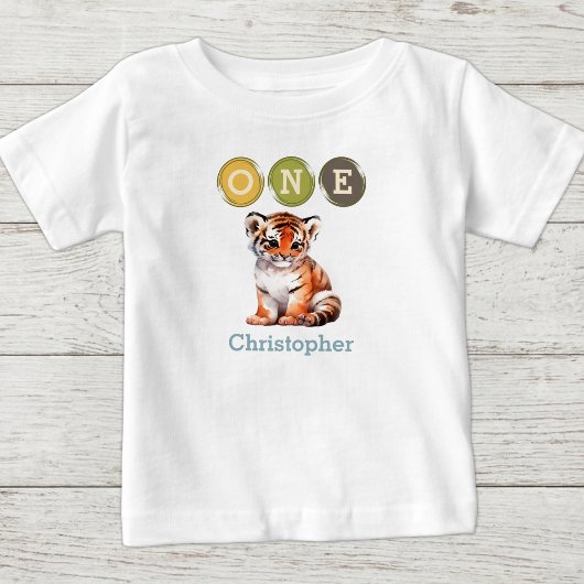 Tiger 1st誕生日1、名前は青 ベビーTシャツ