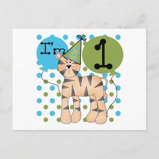 Tiger 1st誕生日Tシャツとギフト ポストカード (正面)