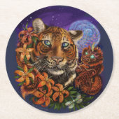 Tiger 2022中国のの〔占星術の〕十二宮図年の新しい芸術 ラウンドペーパーコースター (正面)