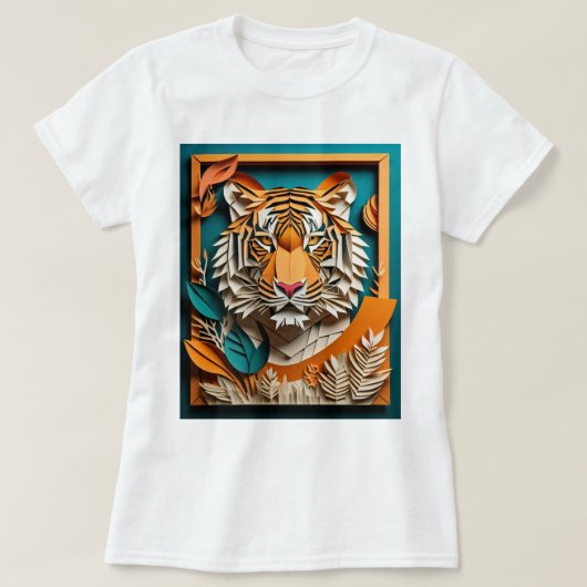 Tiger 3D紙アートデザインTシャツ Tシャツ (デザイン正面)