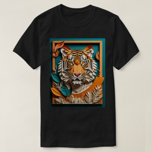 Tiger 3D紙アートデザインTシャツ Tシャツ (デザイン正面)