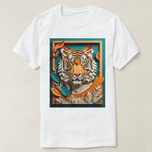 Tiger 3D紙アートデザインTシャツ Tシャツ (デザイン正面)