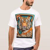 Tiger 3D紙アートデザインTシャツ Tシャツ (正面)