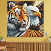TIGER AND EAGLE, REALISTIC AND MOSAIC STYLE キャンバスプリント (インサイチュ (リビング))