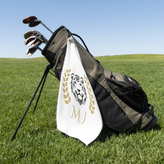 Tiger and Laurels Logo Golf Towel ゴルフタオル (グリーン)