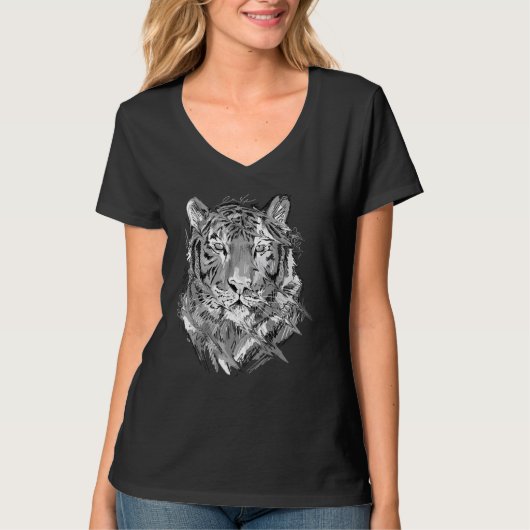 Tiger Animal Art Animal Lovers Tシャツ (正面)