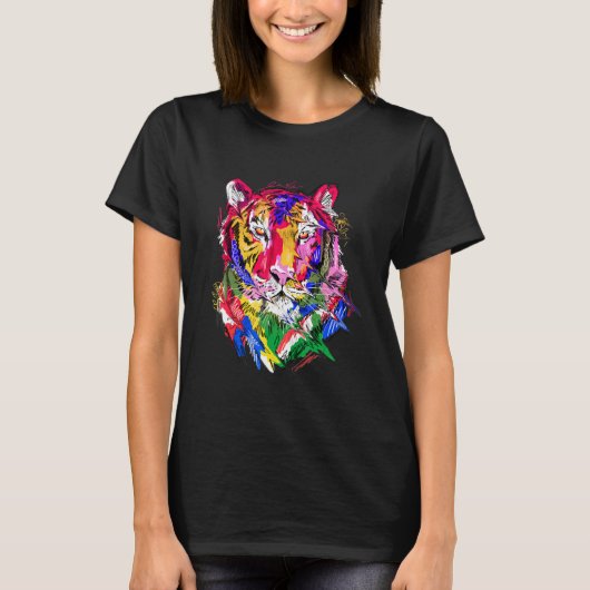 Tiger animal motif, colourful animal print art tシャツ (正面)