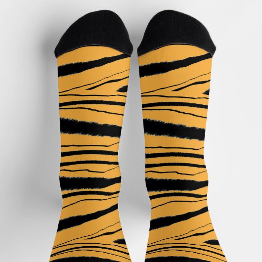 Tiger Animal Print Premium Crew Socks ソックス (上部)