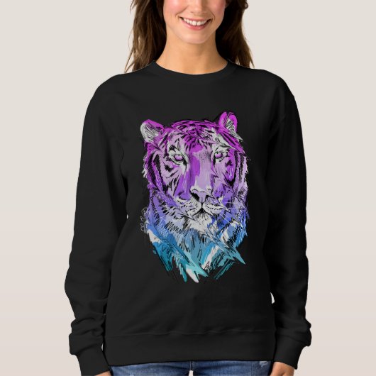 Tiger art animal lovers colourful animal スウェットシャツ (正面)