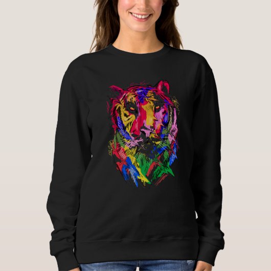 Tiger Art Animal Lovers Colourful Premium スウェットシャツ (正面)