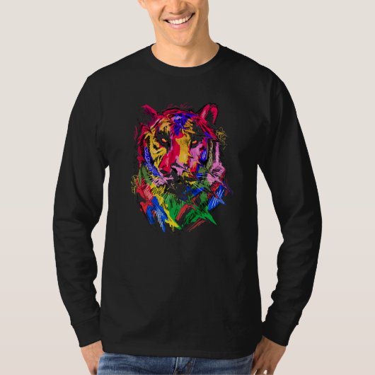 Tiger Art Animal Lovers Colourful Premium Tシャツ (正面)