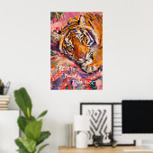 Tiger Art Print Dream Bigger - Colorful ポスター (ホームオフィス)