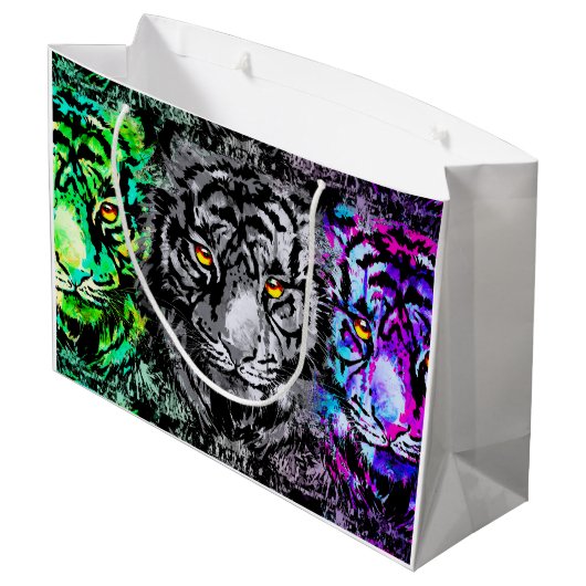 Tiger Artworkカッコいい -大きな猫 – タイガー抱き枕 ラージペーパーバッグ (裏面アングル)