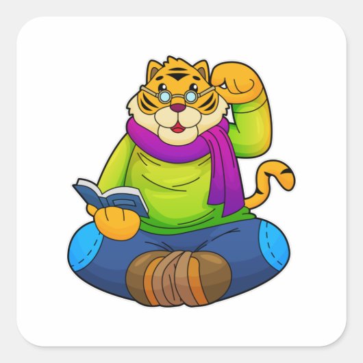 Tiger asおたくwith Book スクエアシール (正面)