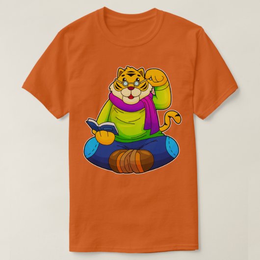 Tiger asおたくwith Book Tシャツ (デザイン正面)