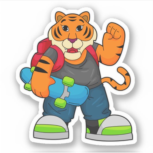 Tiger as Skater with Skateboard シール (正面)